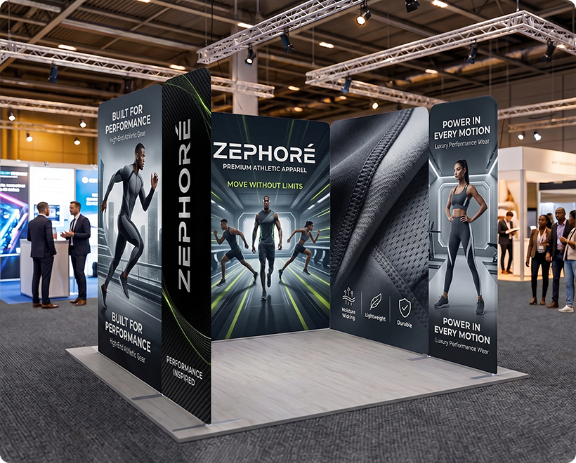 3m Magnetic Modular Fabric Display - U Shape Sports Clothing
