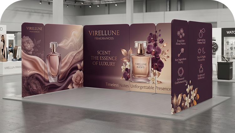 16.4 x 10 ft Magnetic Modular Fabric Displays - U Shape Curved banner image mobile