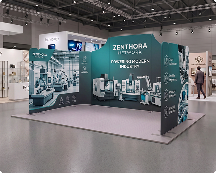 5 x 3 m Magnetic Modular Fabric Displays - U Shape Machine Engineering