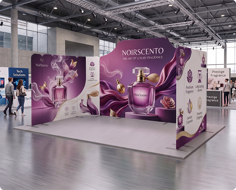 5 x 3 m Magnetic Modular Fabric Displays - U Shape Perfume Company