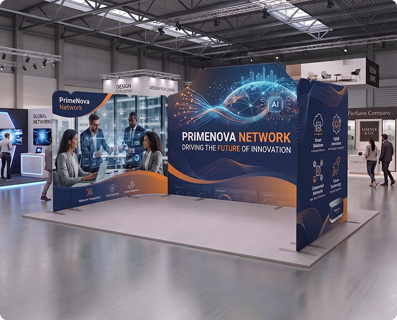 5 x 3 m Magnetic Modular Fabric Displays - U Shape Network Marketing Company