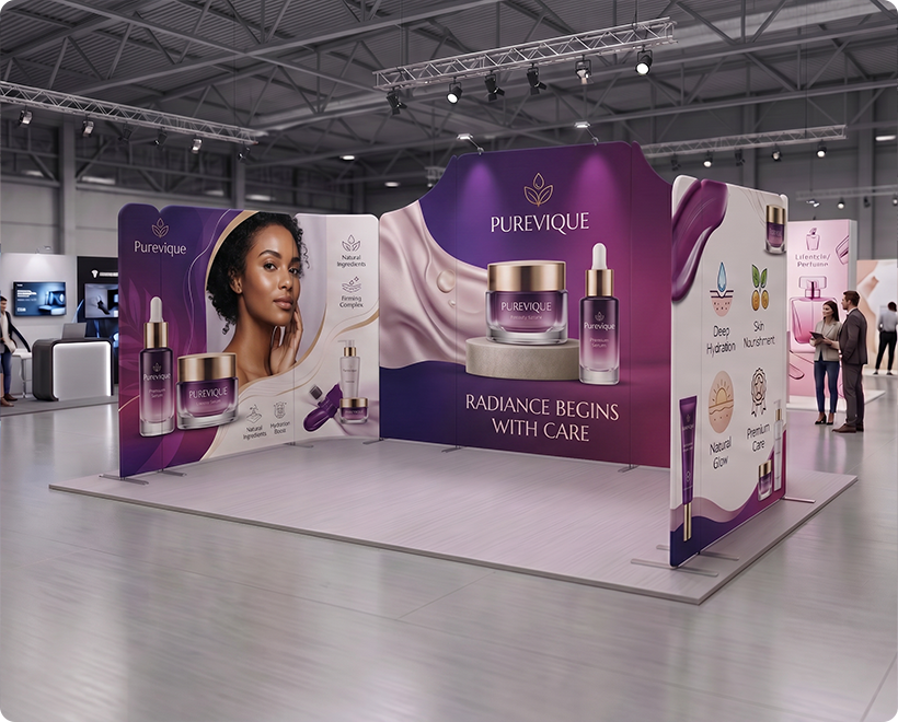 5 x 3 m Magnetic Modular Fabric Displays - U Shape Skin Care Beauty Product