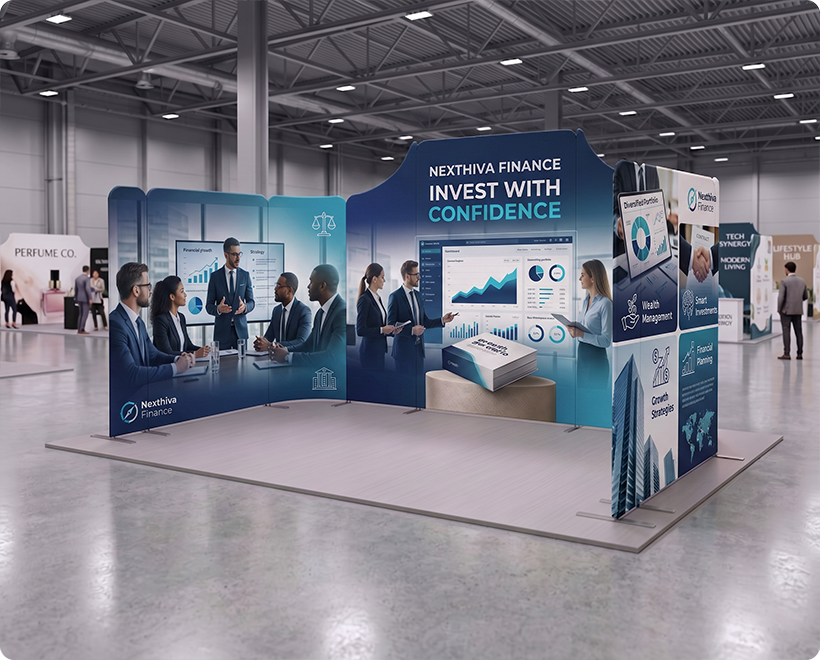 5 x 3 m Magnetic Modular Fabric Displays - U Shape Finance Company