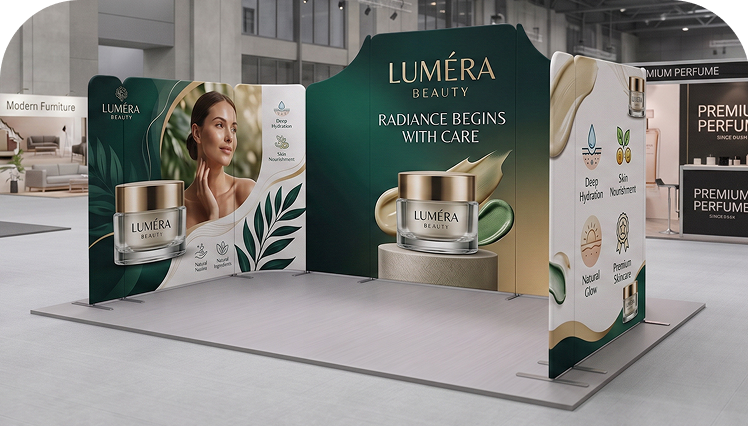 5 x 3 m Magnetic Modular Fabric Displays - U Shape banner image mobile