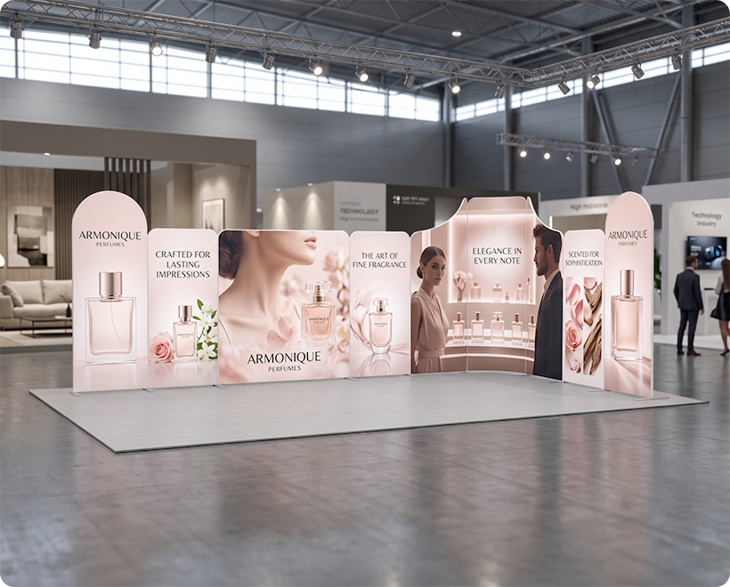 20ft Magnetic Modular Fabric Displays - L Shape Perfume Company