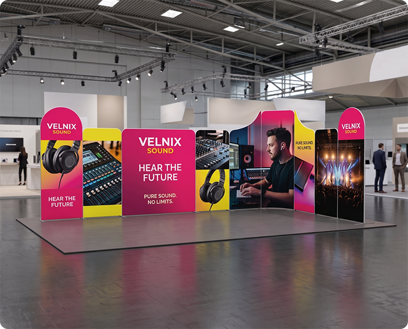 20ft Magnetic Modular Fabric Displays - L Shape Automobile Parts