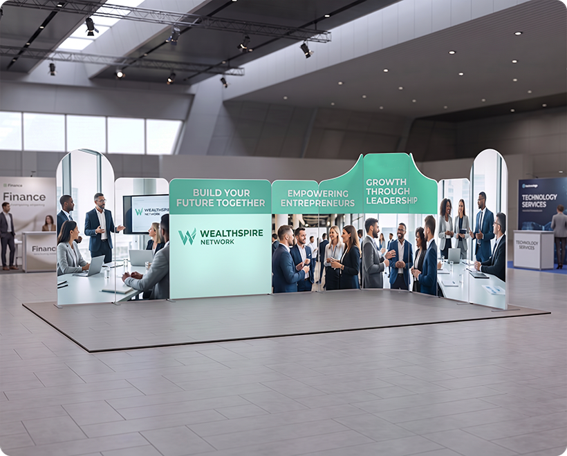20ft Magnetic Modular Fabric Displays - L Shape Network Marketing