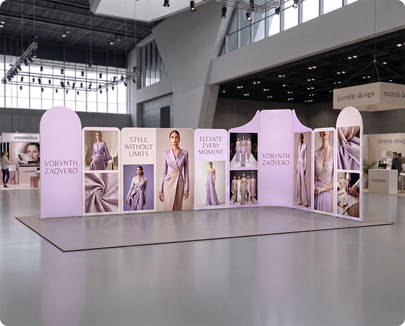 20ft Magnetic Modular Fabric Displays - L Shape Fashion Brand