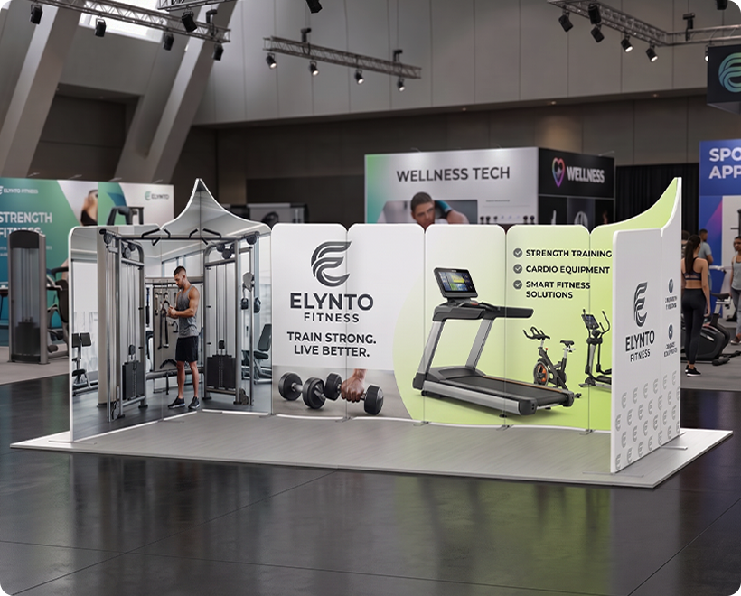20 ft Magnetic Modular Fabric Displays - U Shape Gym Equipment