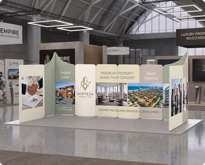 20 ft Magnetic Modular Fabric Displays - U Shape Real Estate Marketing