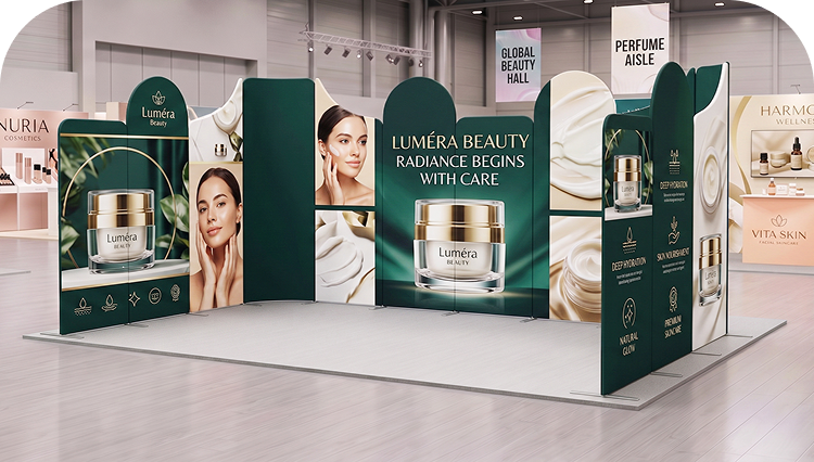 20 ft Magnetic Modular Fabric Displays - U Shape Curved banner image mobile