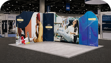 16.4x16.4ft Magnetic Modular Fabric Displays - L Shape Island banner image mobile