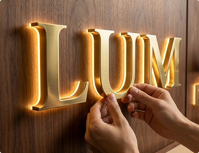 Halo-Lit Brass Letters Easy Application