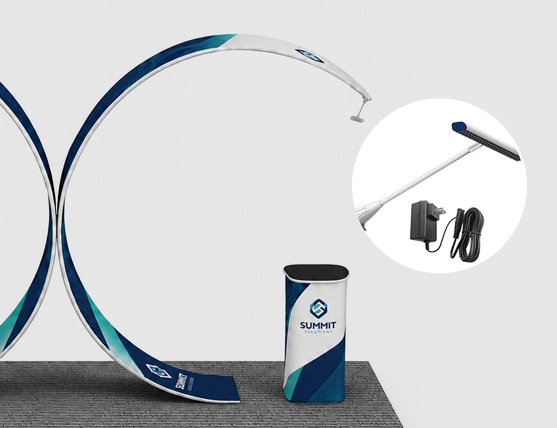 20ft Island Twin Arch Display Booth Energy Efficient Lights