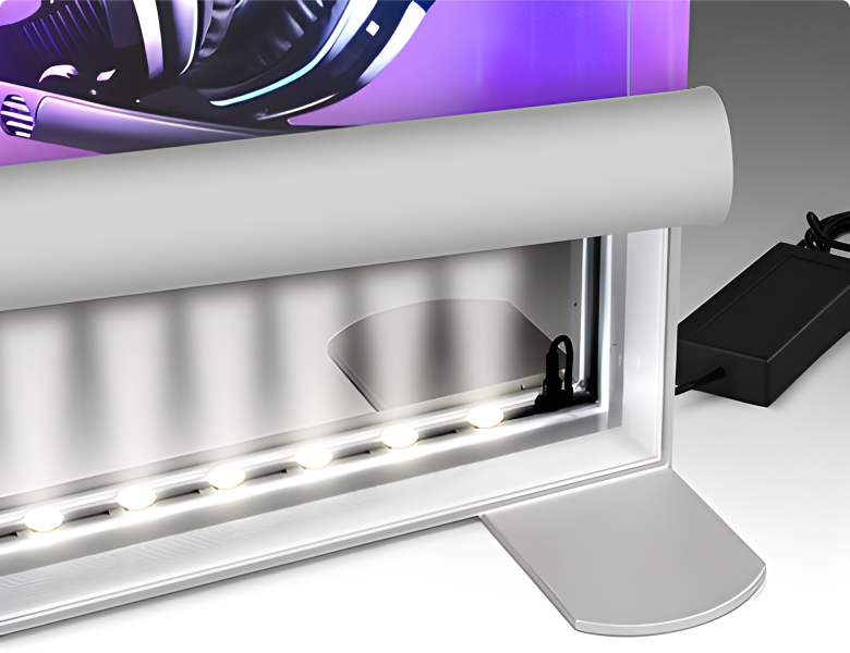 10 ft Backlit Trade Show Display - LED Lightbox Backwall with Counter & Graphics Integrated LED Lighting