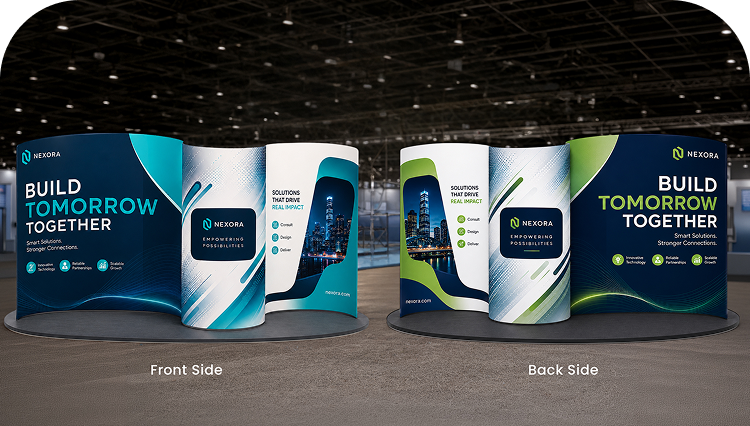 20ft Serpentine Trade Show Display Booth Double Side Print mobile