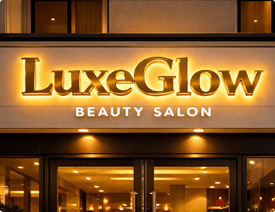 Halo-Lit Brass Letters Uniform Lighting