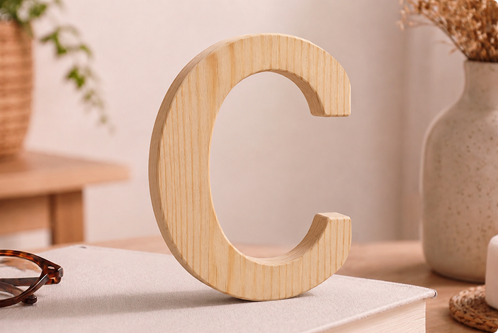 Pinewood Letters and Numbers Unpolished